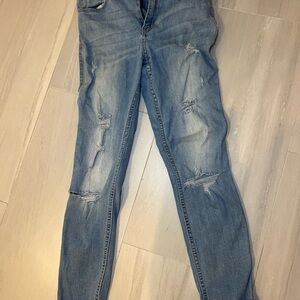 Hollister Blue Skinny Jeans with Distressed Details
